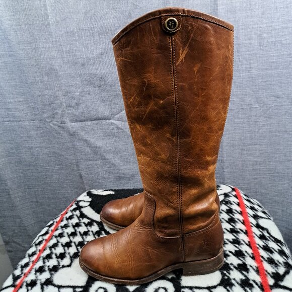 Frye Womens Melissa Button 2 Brown Riding Boots Shoes 5.5 B - Picture 1 of 13